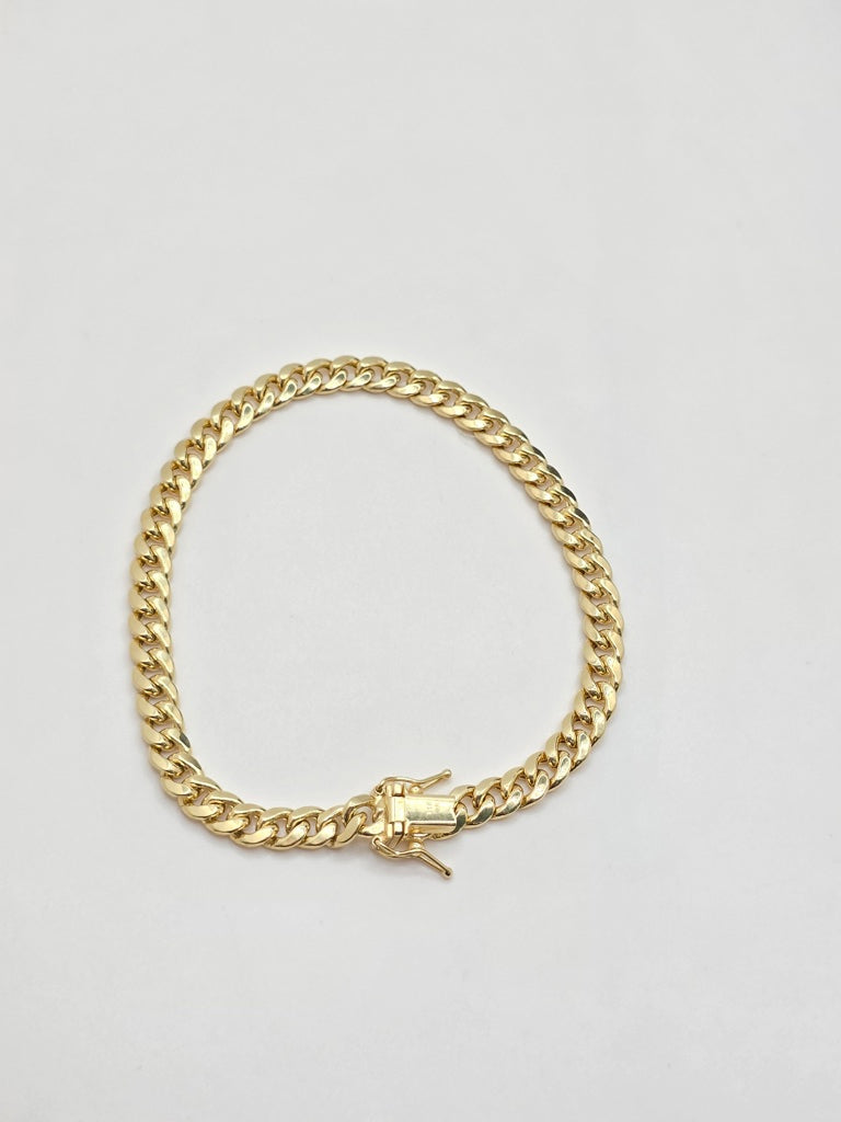 14KT HOLLOW MIAMI CUBAN BRACELET Size 8.5INCH 6MM Weight 10.6GR