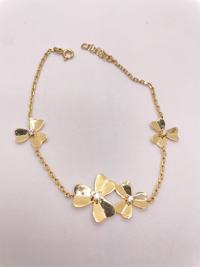 14KT FLOWERS BRACELET Size 7INCH Weight 3.4GR