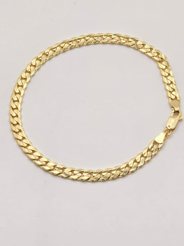 10KT CUBAN CURB FLAT BRACELET CLOSE LINK STYLE 5.5MM