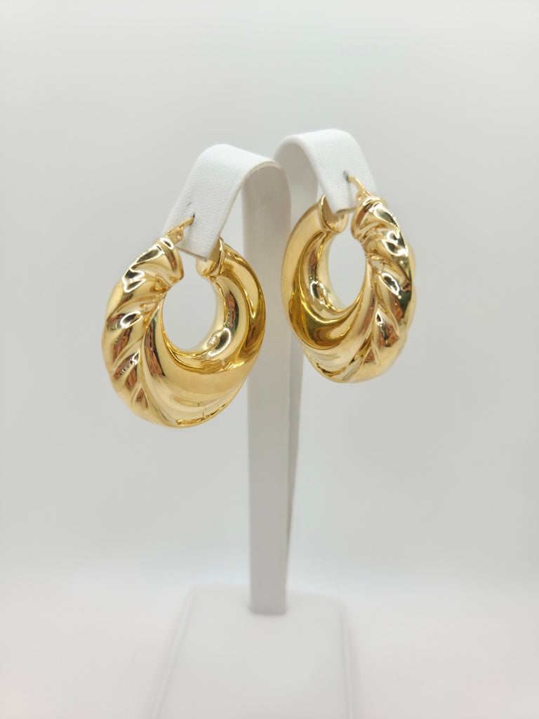 10KT RETRO ROMAN STYLE HOOPS EARRINGS Weight 10.6GR