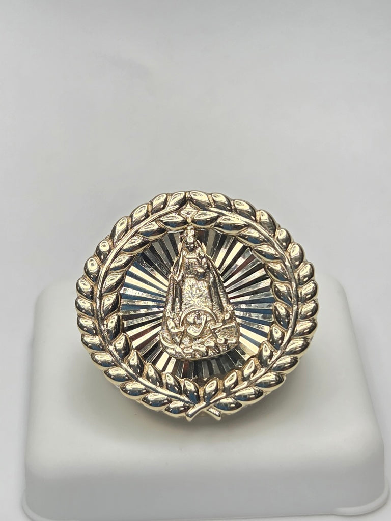 10KT LEAVES FRAME CARIDAD MAN'S RING Size 10 Weigth 5.6GR