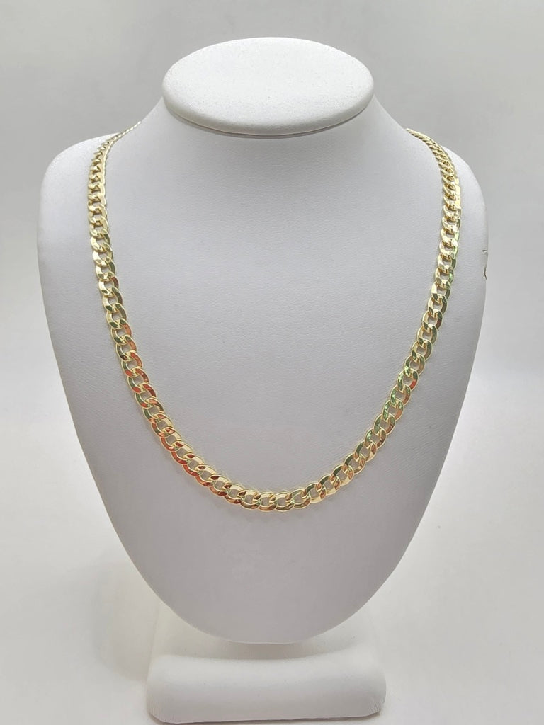 14KT HOLLOW CUBAN CURB FLAT CHAIN Size 18INCH 5MM Weight 9.8GR