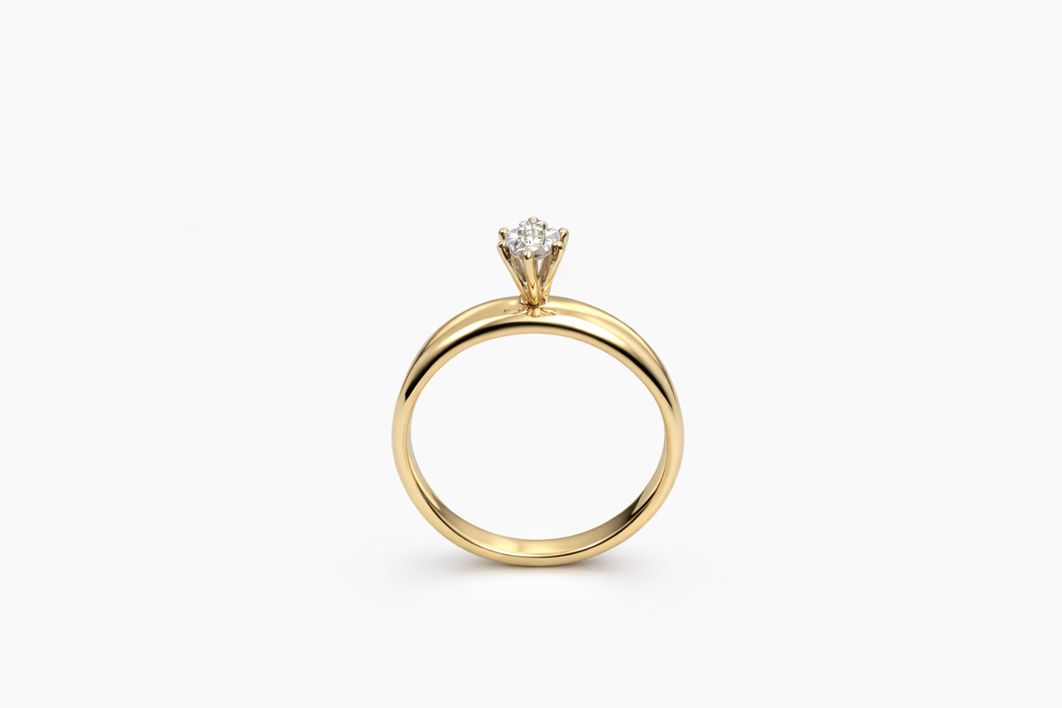 10KT SMALL ALMOND SHAPE DIAMOND PROMISE RING Size 7 Weigth 2.3GR