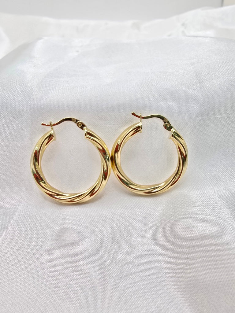 10KT CROOKED HOOPS EARRINGS Size 4 4MM Weight 4.2GR