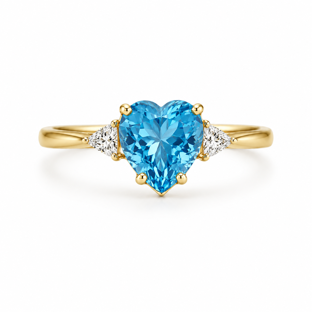 10KT ELEGANT BLUE HEART STONE RING Size 8 Weigth 3.2GR