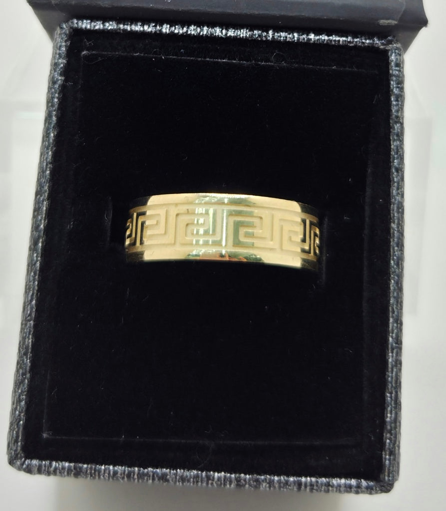 14KT GREEK DESIGN ENGAGEMENT MAN'S RING Size 14 6MM Weight 4.7GR