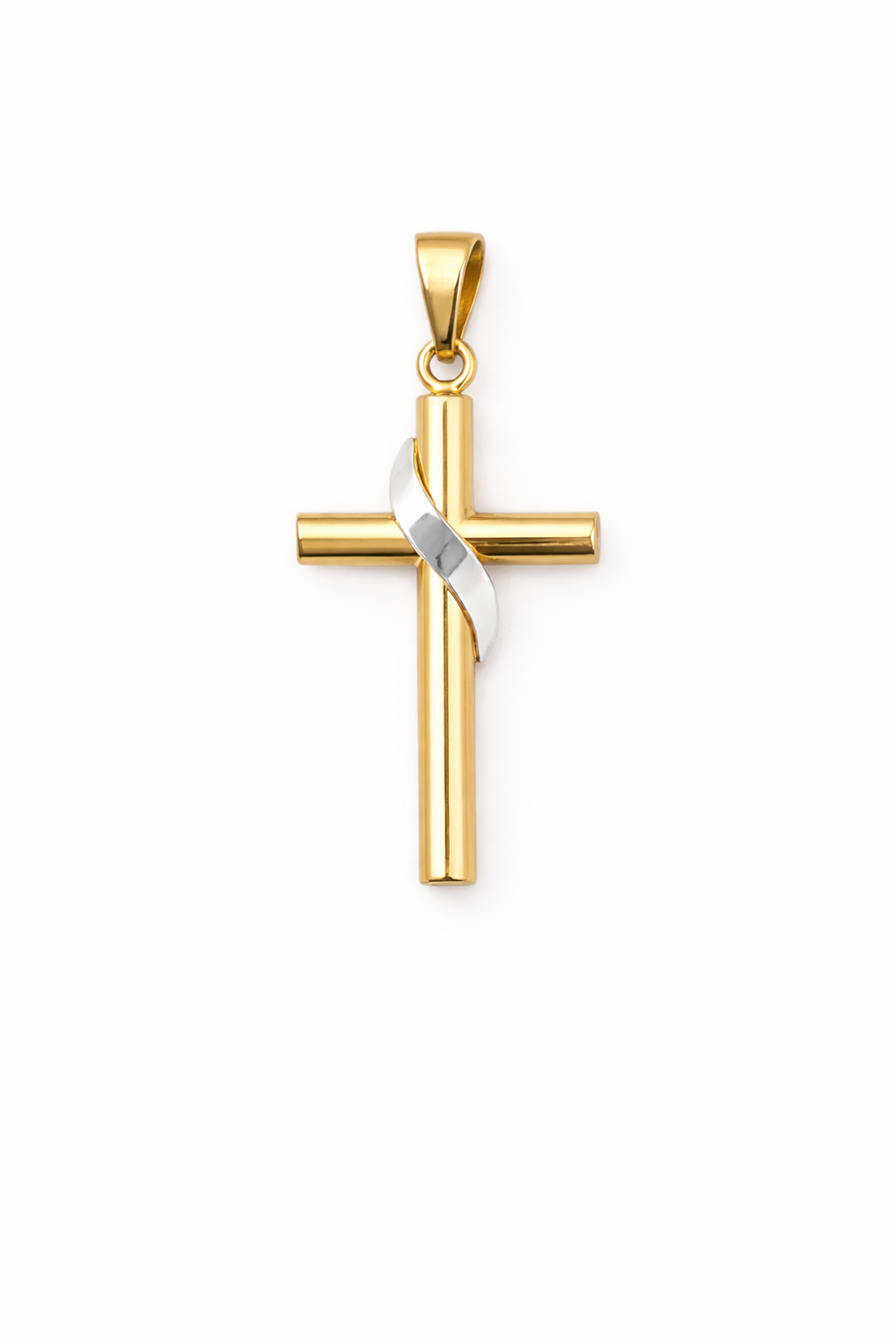 14KT SMALL CROSS PENDANT WITH WHITE GOLD DETAIL Size  Weigth 0.8GR
