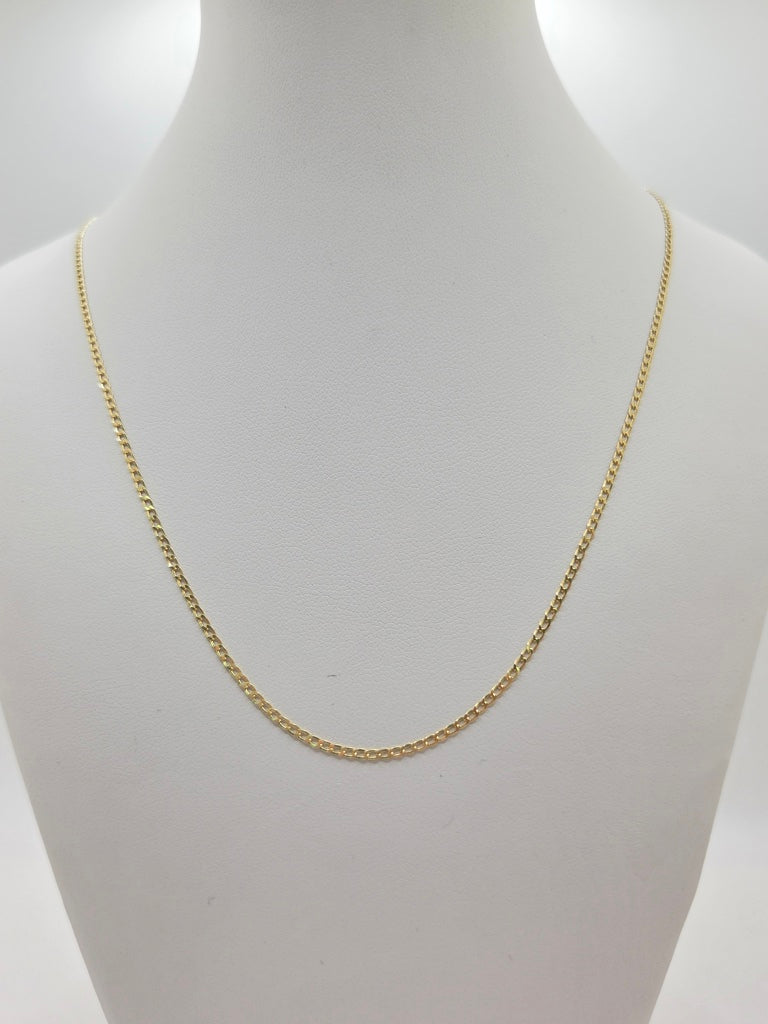 14KT SOLID CUBAN CURB FLAT CHAIN Size 18INCH 1.5MM Weight 2GR
