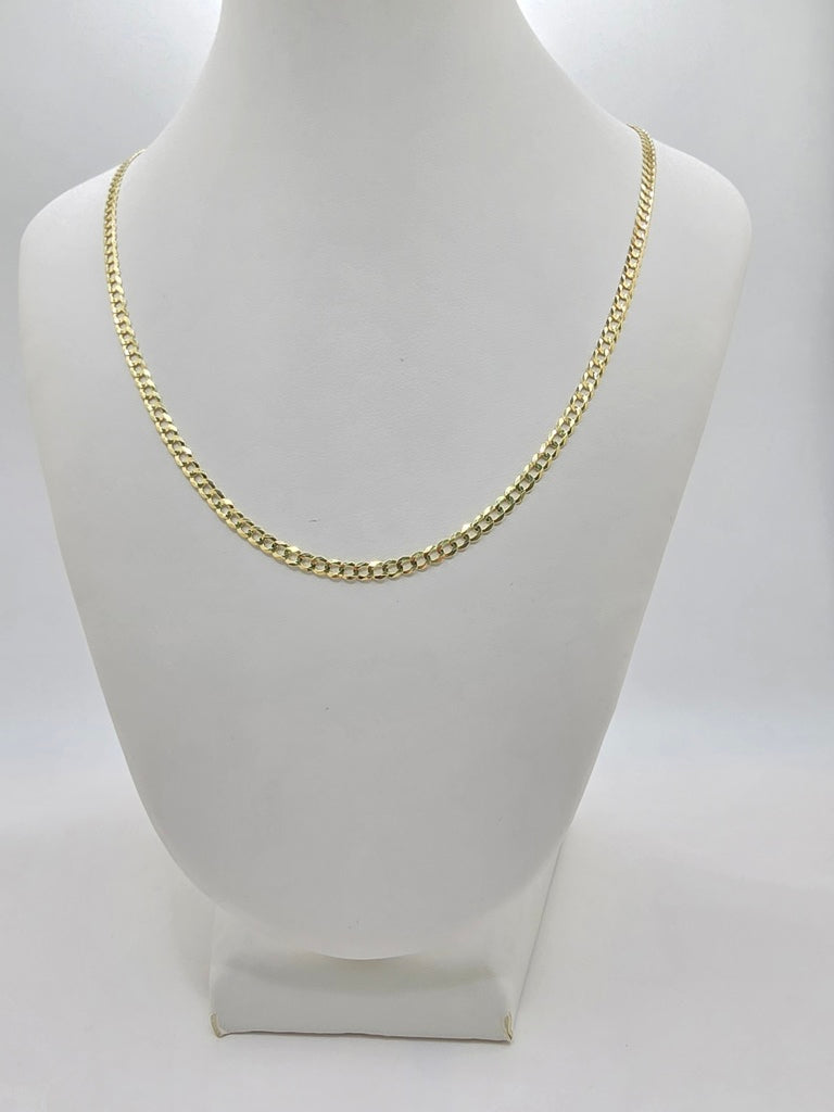 10KT SOLID CUBAN CURB FLAT CHAIN Size 24INCH 3.5MM Weight 6.1GR