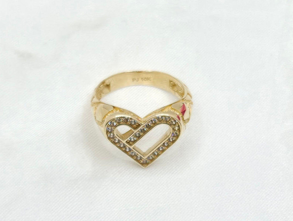 10KT MODERN SILHOUETTE HEART WITH ZIRCONIA RING Size 7 Weight 2.9GR