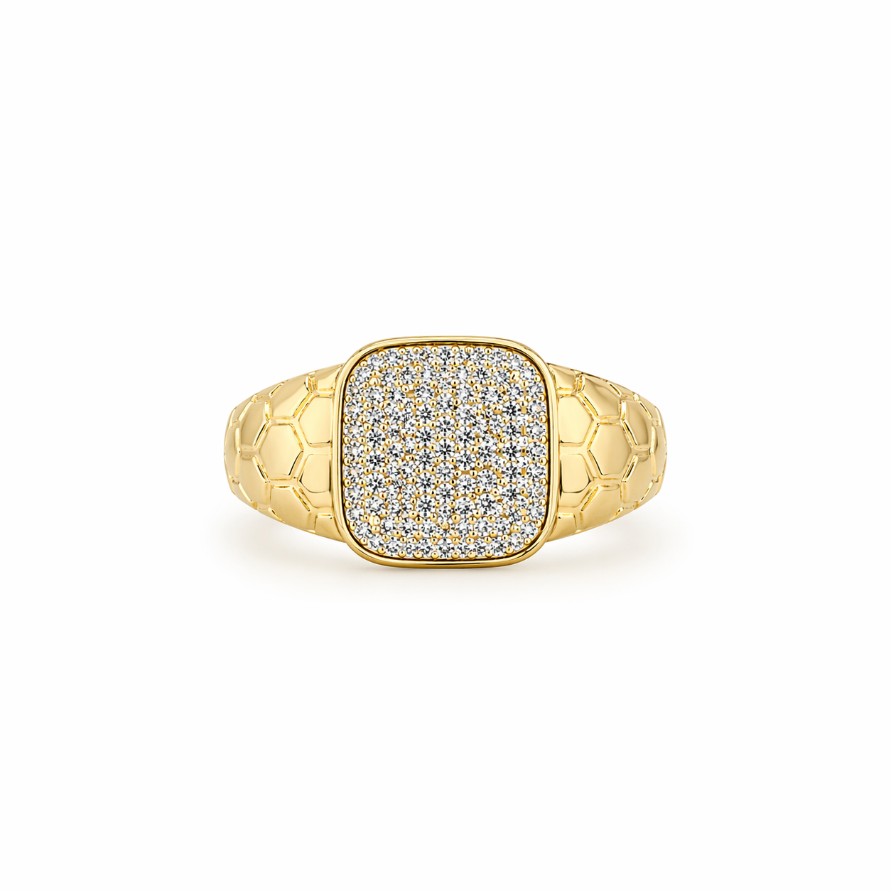 14KT FULL CZ SQUARE RING Size 7 Weight 2.6GR