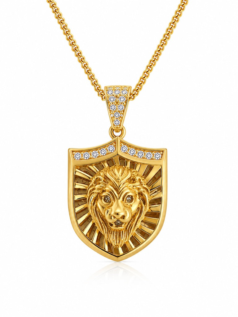10KT LION FACE SHIELD SHAPE PENDANT Weight 5.3GR