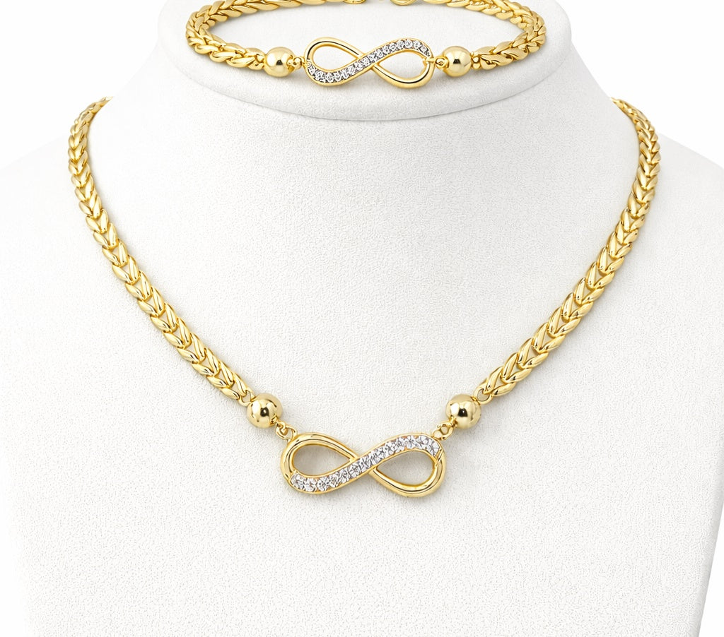 10KT LEAVES DESIGN NECKLACE WITH INFINITY DETAIL CENTER Size 18INCH Weigth 10GR