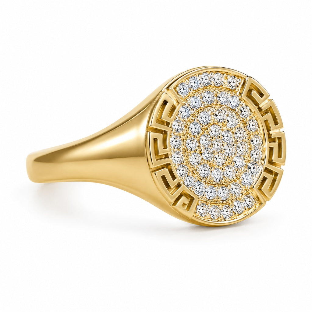 10KT CZ ROUND GREEK FRAME RING  Size 8.5 Weigth 3.4GR
