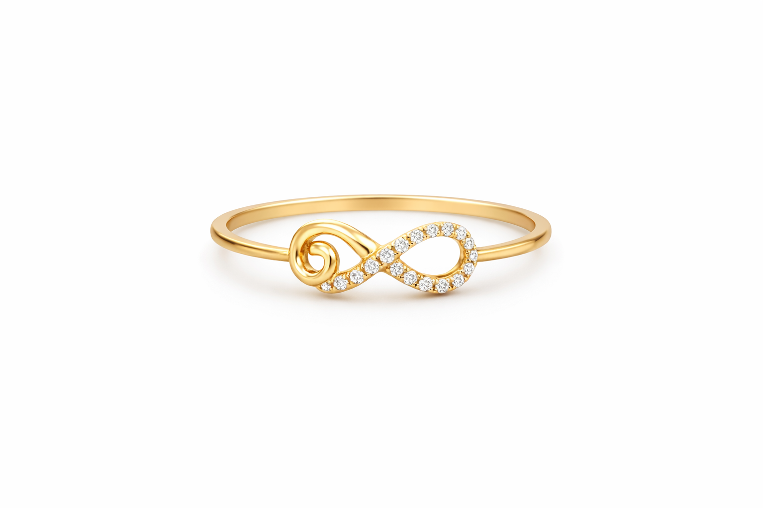 14KT DELICATE RING WITH INFINITY DETAIL  SIZE 7 Weight 1.3GR