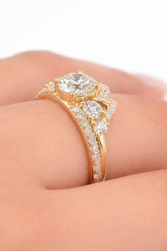 14KT ELEGANT LAB DIMOND CROWN STYLE PROMISE RING Size 7 / 1.86CT / 2.05GM