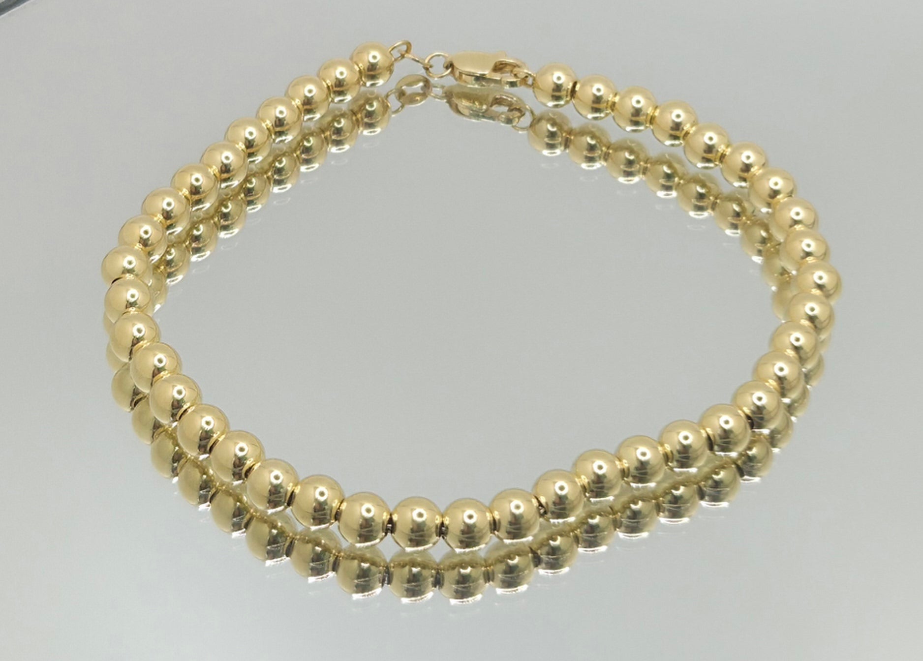 10KT BALLS BRACELET Size 5MM 8INCH Weight 4.6GR