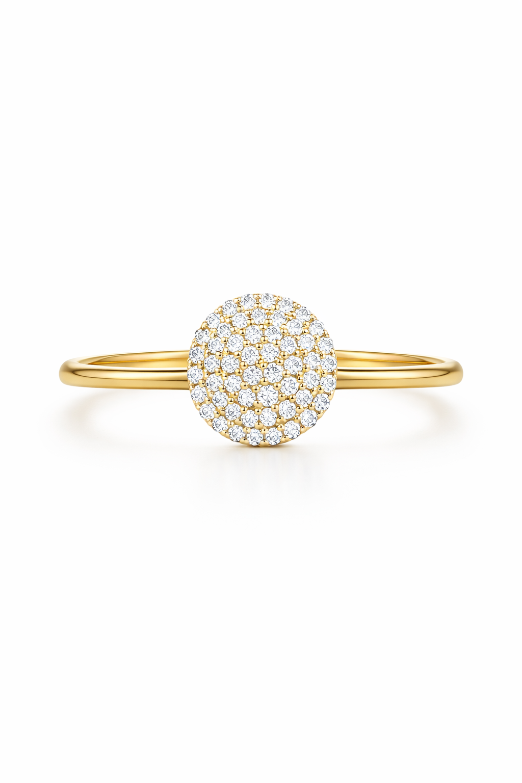 14KT DELICATE SMALL CZ CIRCLE CENTER DESIGN RING Size 7 Weigth 1.3GR