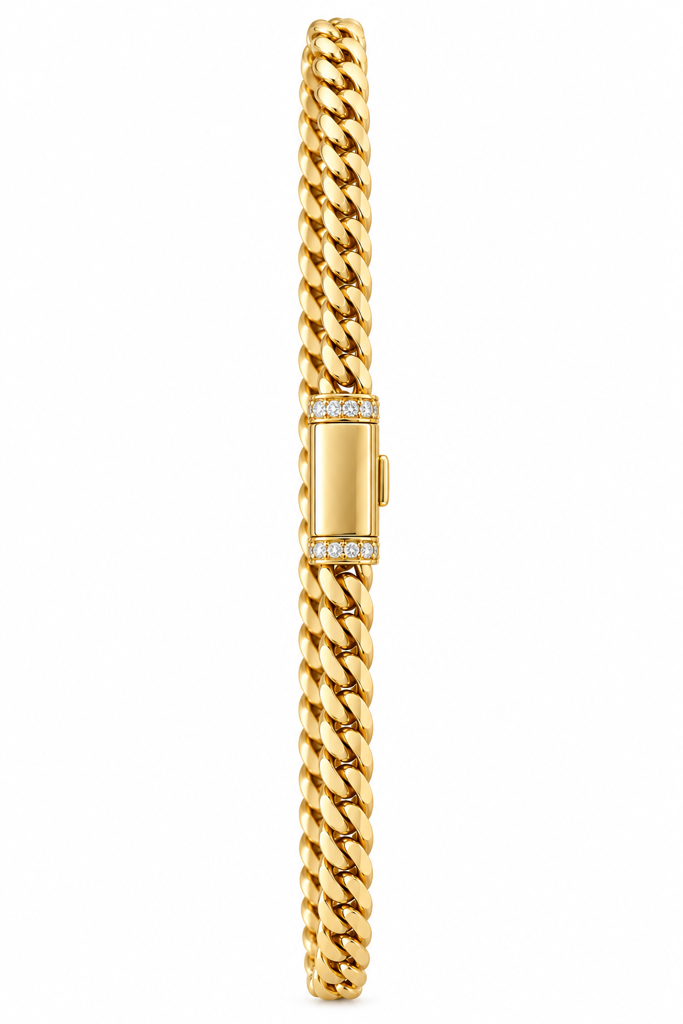 10KT LUXURY COLLECTION SOLID MIAMI BRACELET Size 7IN 3MM