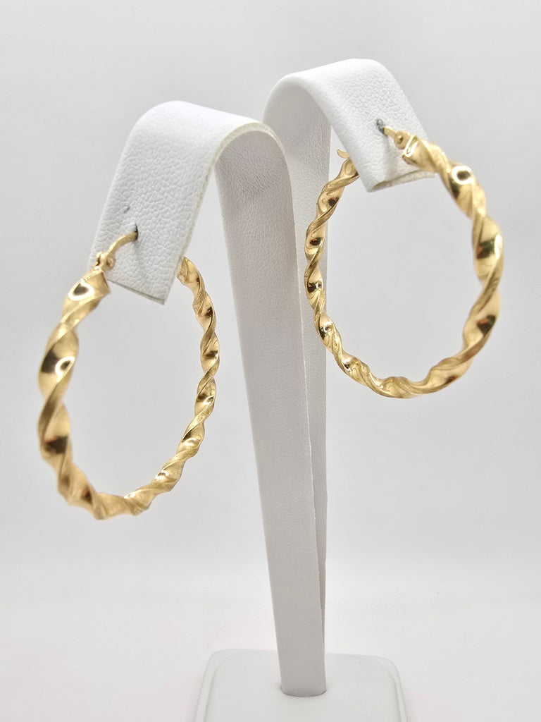 10KT ROPE DESIGN TWISTED HOOPS EARRINGS Size 3MM Weight 2.7GR