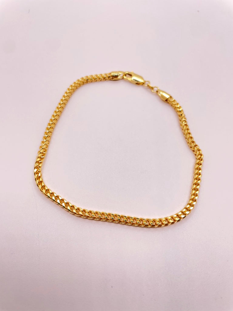 10KT SOLID FRANCO BRACELET Size 8INCH 3MM Weigth 8.5GR