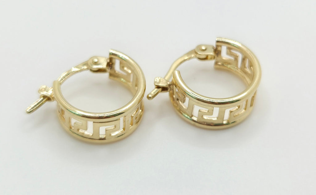 10KT GREEK SILHOUETTE HOOP EARRINGS Size 3 Weight 3GR