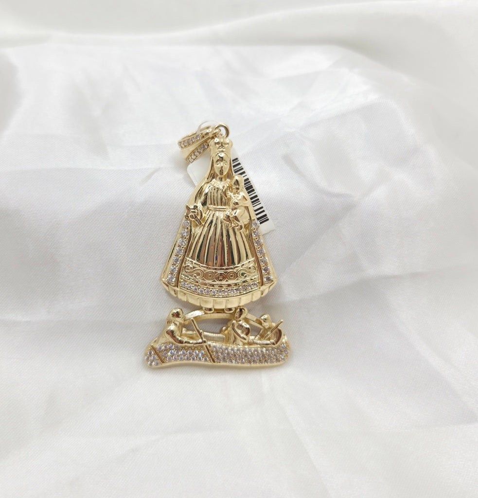 10KT CARIDAD PENDANT BODY CHAPE CZ Size SMALL Weight 2.2GR