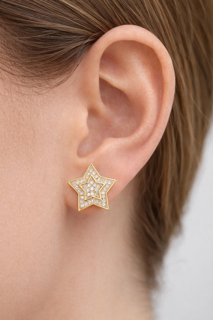 10KT STAR DIAMOND  EARRINGS Size 0.30CT