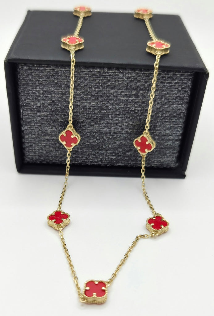 10KT SMALL RED CLOVER CHAIN Size 18INCH Weight 5.2GR