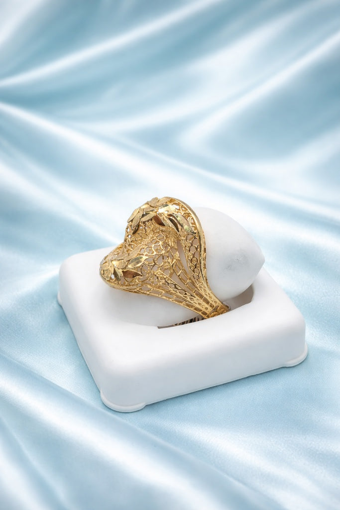 10KT MODERN NET DESIGN DIAMOND CUT DETAILS WOMAN'S RING Size 8 Weigth 2.2GR