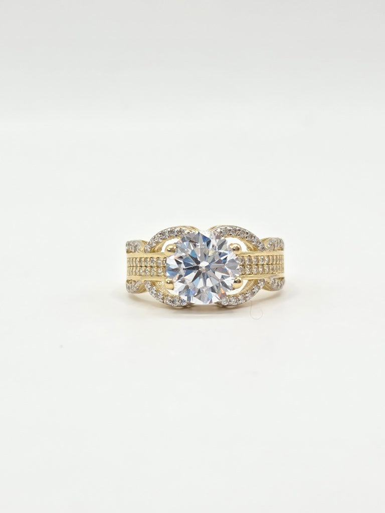 14KT ELEGANT CZ DETAILS PROMISE RING Size 7 Weigth 3.8GR