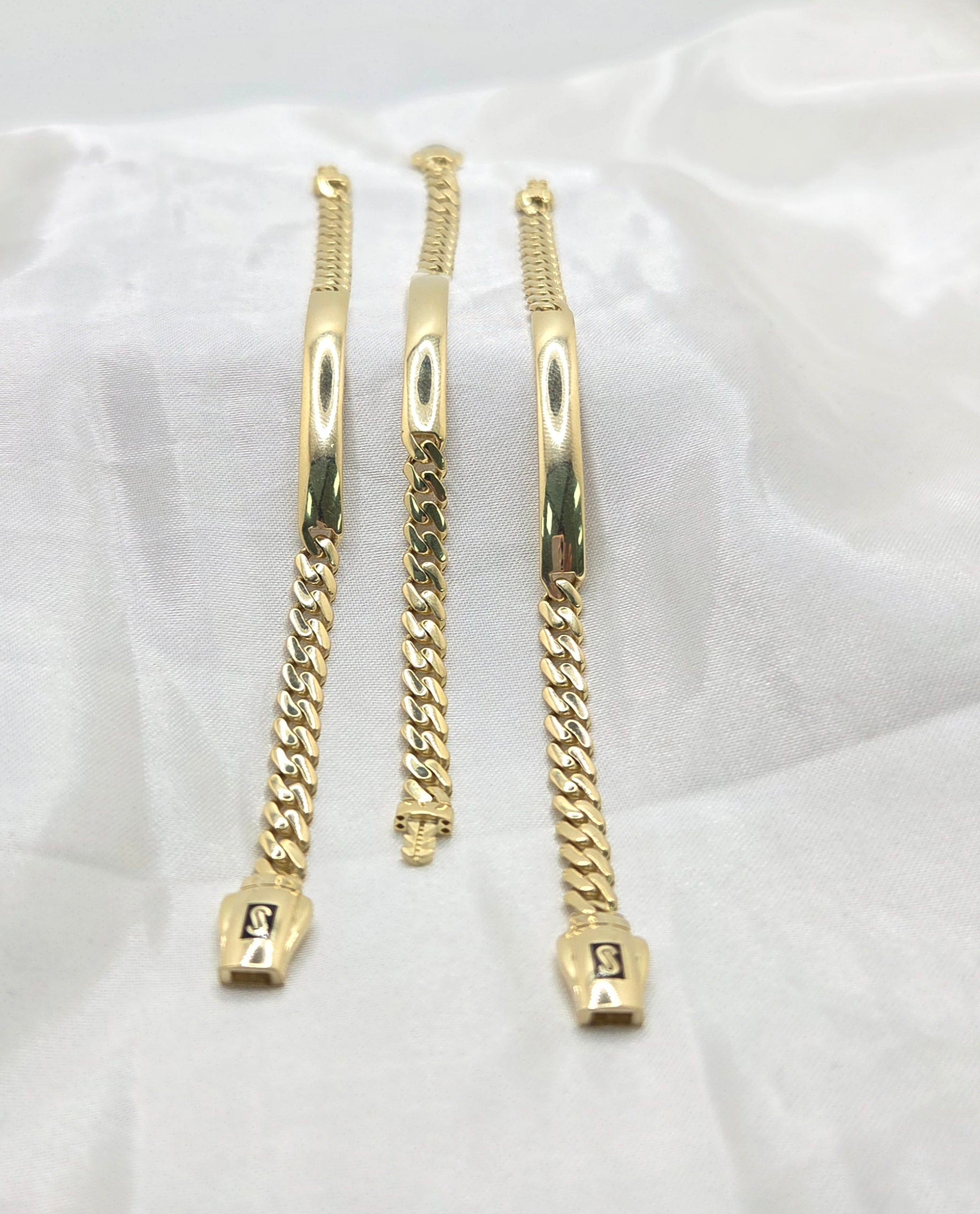 10KT CERTIFIED BABY ID PLAIN MONACO BRACELET Size 5MM 6INCH Weight 4.2GR