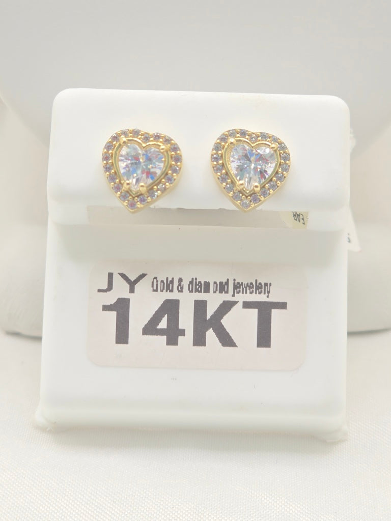 14KT SMALL DELICATE HEART STONE INSIDE EARRINGS Weight 2.1GR