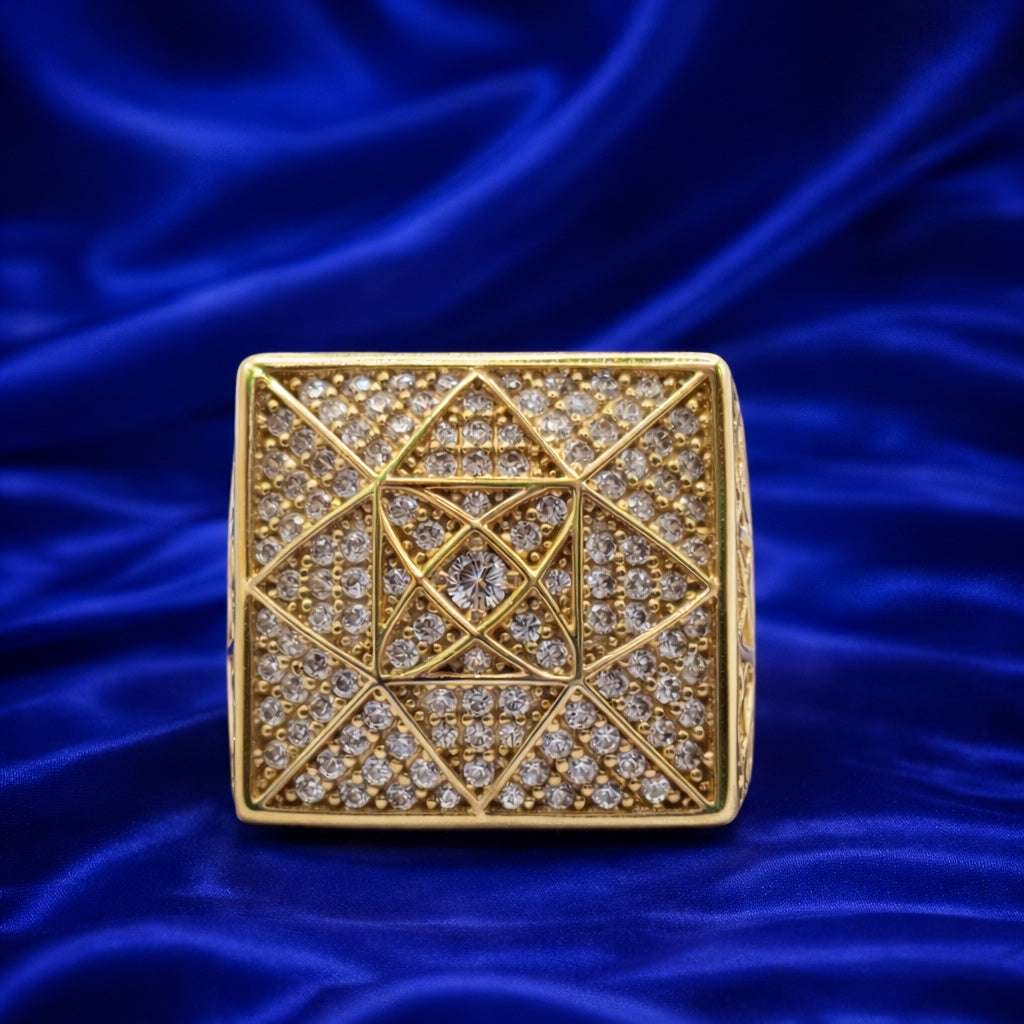 10KT SQUARE ROSETTA MAN'S RING Size 11 Weigth 8.3GR