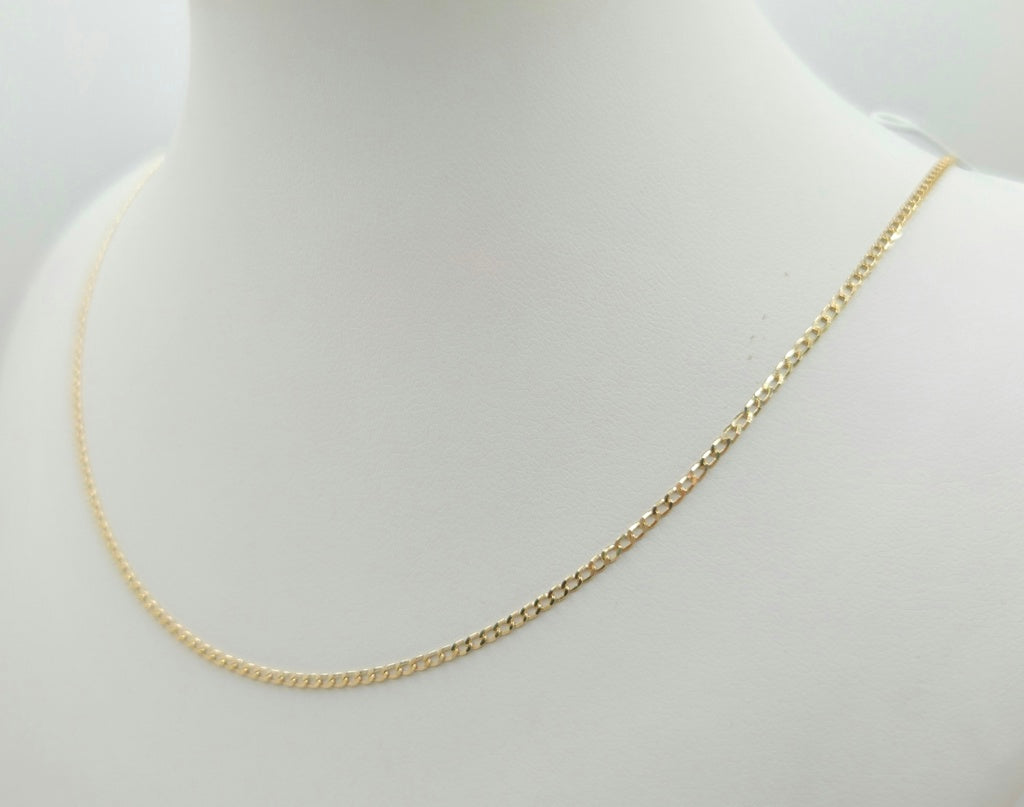 10KT SOLID BABY CUBAN CURB FLAT CHAIN Size 16INCH 0.9MM Weight 0.9GR