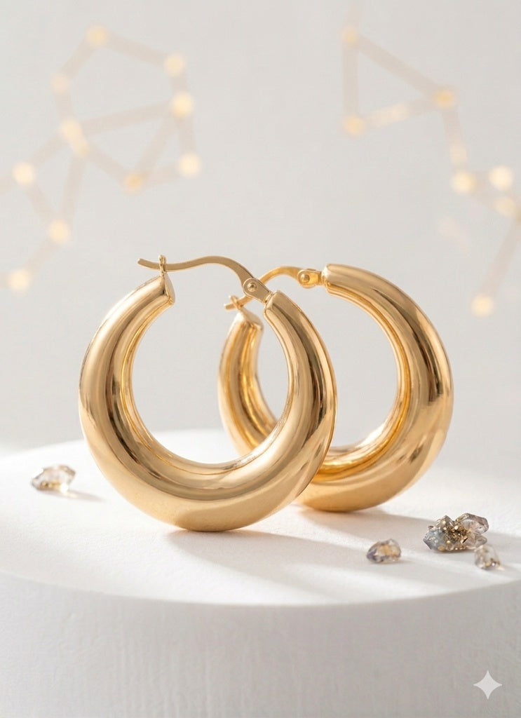 10KT VINTAGE CRESCENT MOON DESIGN HOOPS EARRINGS Weight 4.4GR