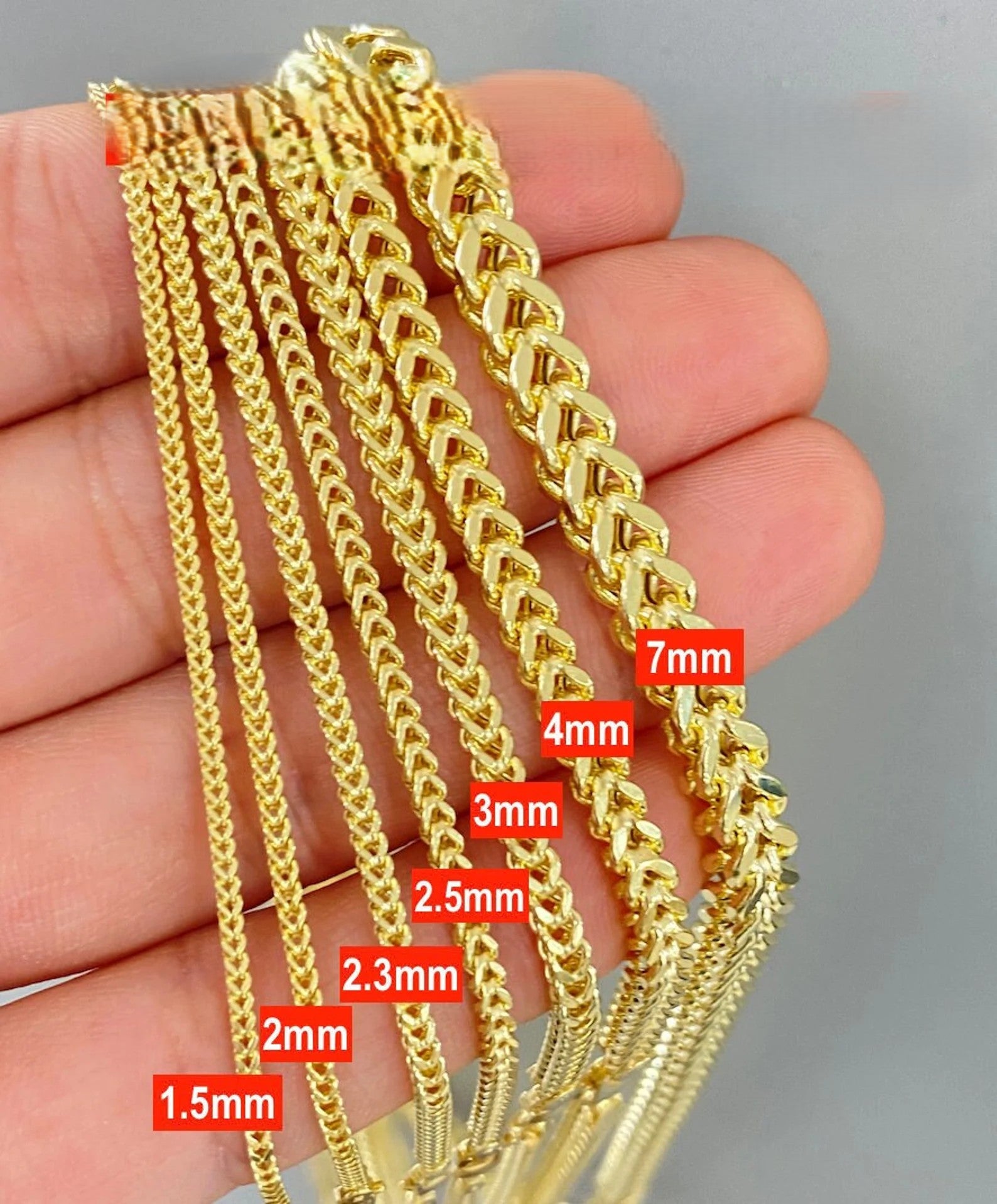 10KT HOLLOW FRANCO CHAIN Size 26INCH 7MM Weigth 85.9GR