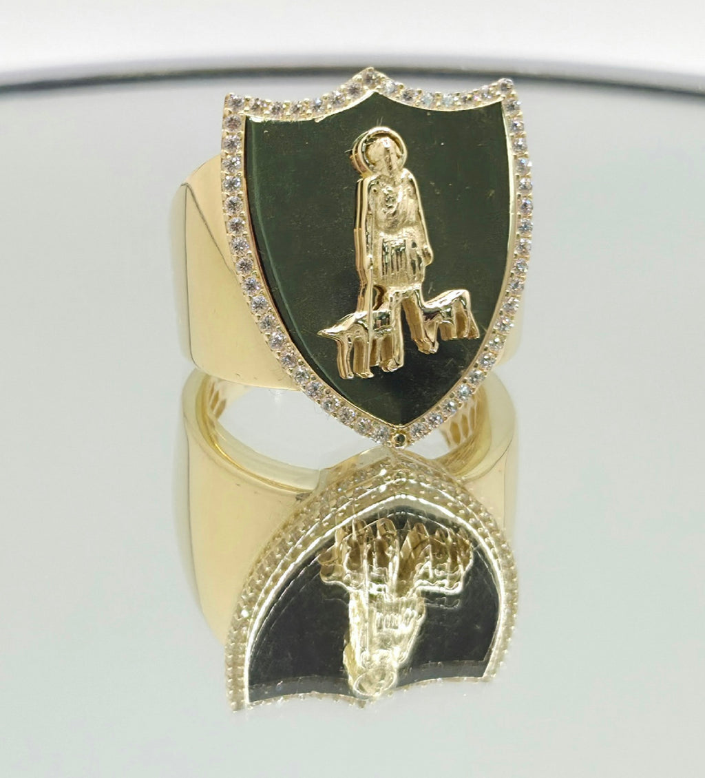 10KT CZ SAN LAZARO SHIELD RING Size 11 Weight 10.4GR