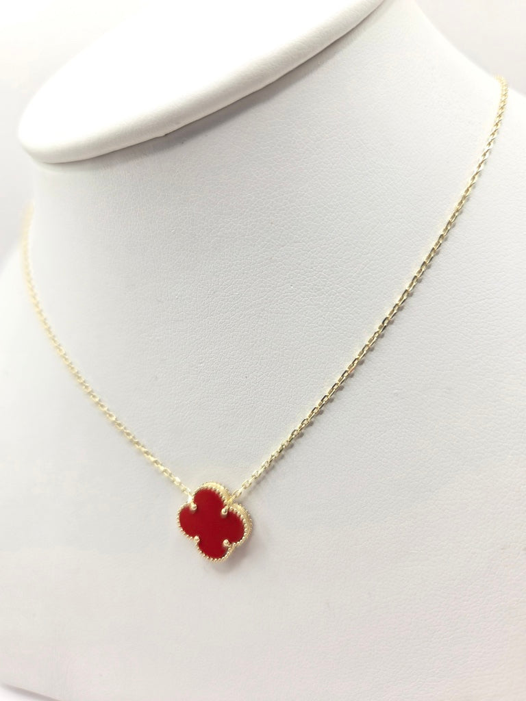 10KT LARGE RED SINGLE CLOVER CHAIN Size 18INCH  Weigth 2.5GR