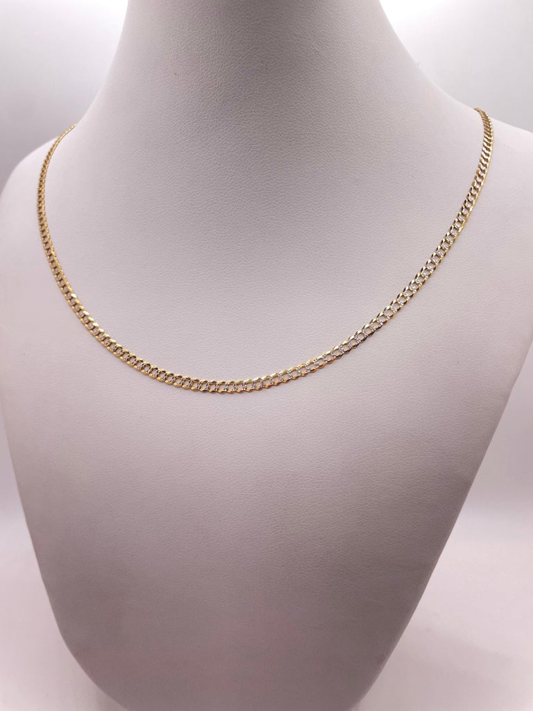 10KT TWO TONE CUBAN CURB FLAT CHAIN 20INCH 5.7MM