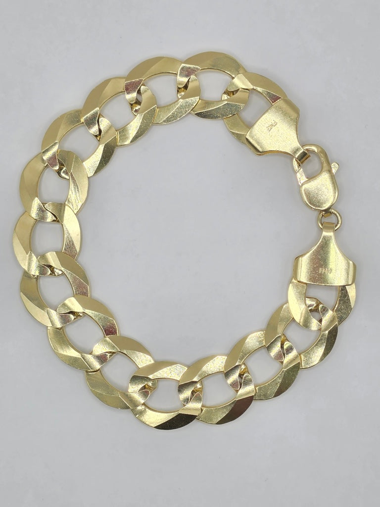 10KT SOLID CUBAN CURB FLAT BRACELET Size 8.5INCH 16MM Weight 47 GRS