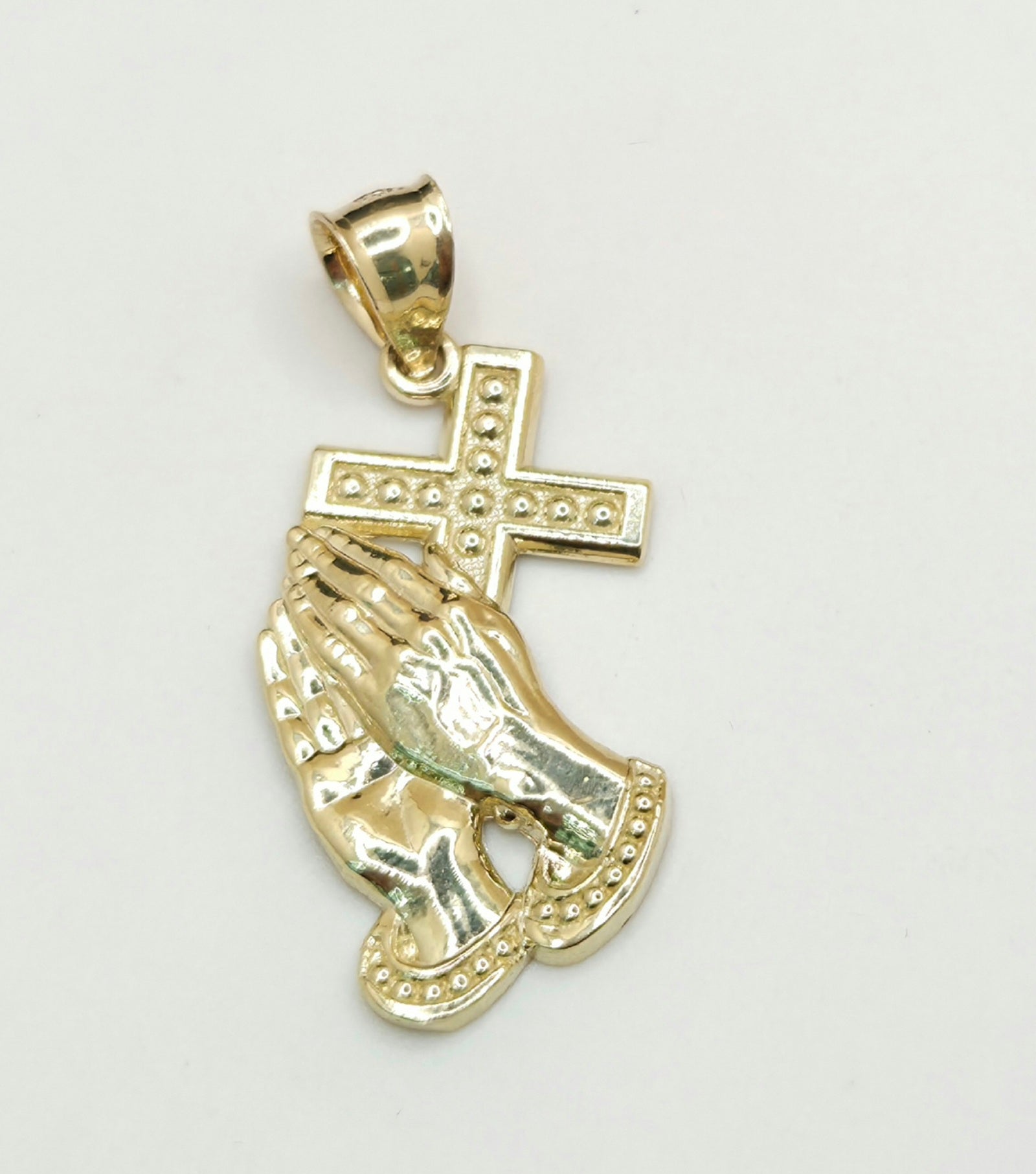 10KT MEDIUM CROSS AND HAND PENDANT Weight 2.5GR