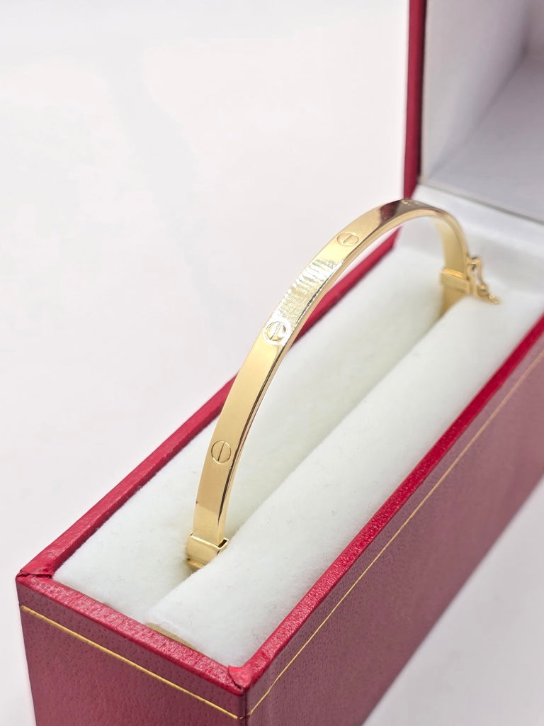 10KT YELLOW GOLD CARTI BANGLE Size 16 4MM Weight 6.5GR