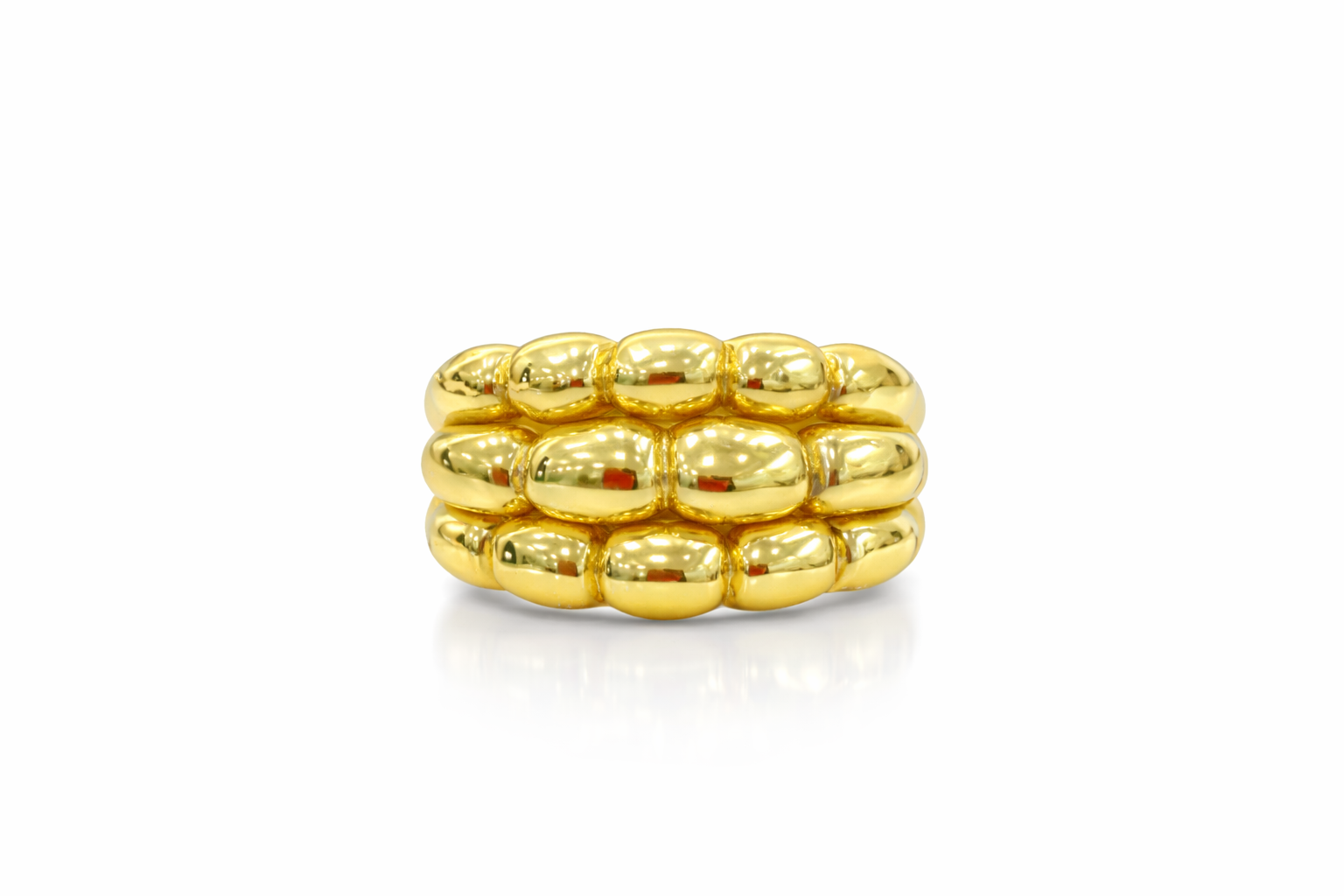 14KT POP CORN PLAIN RING Size 7.5 Weight 2.5GR
