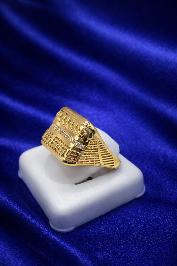 10KT MODERN GREEK RING Size 9-10.5 Weigth 4.2 GR