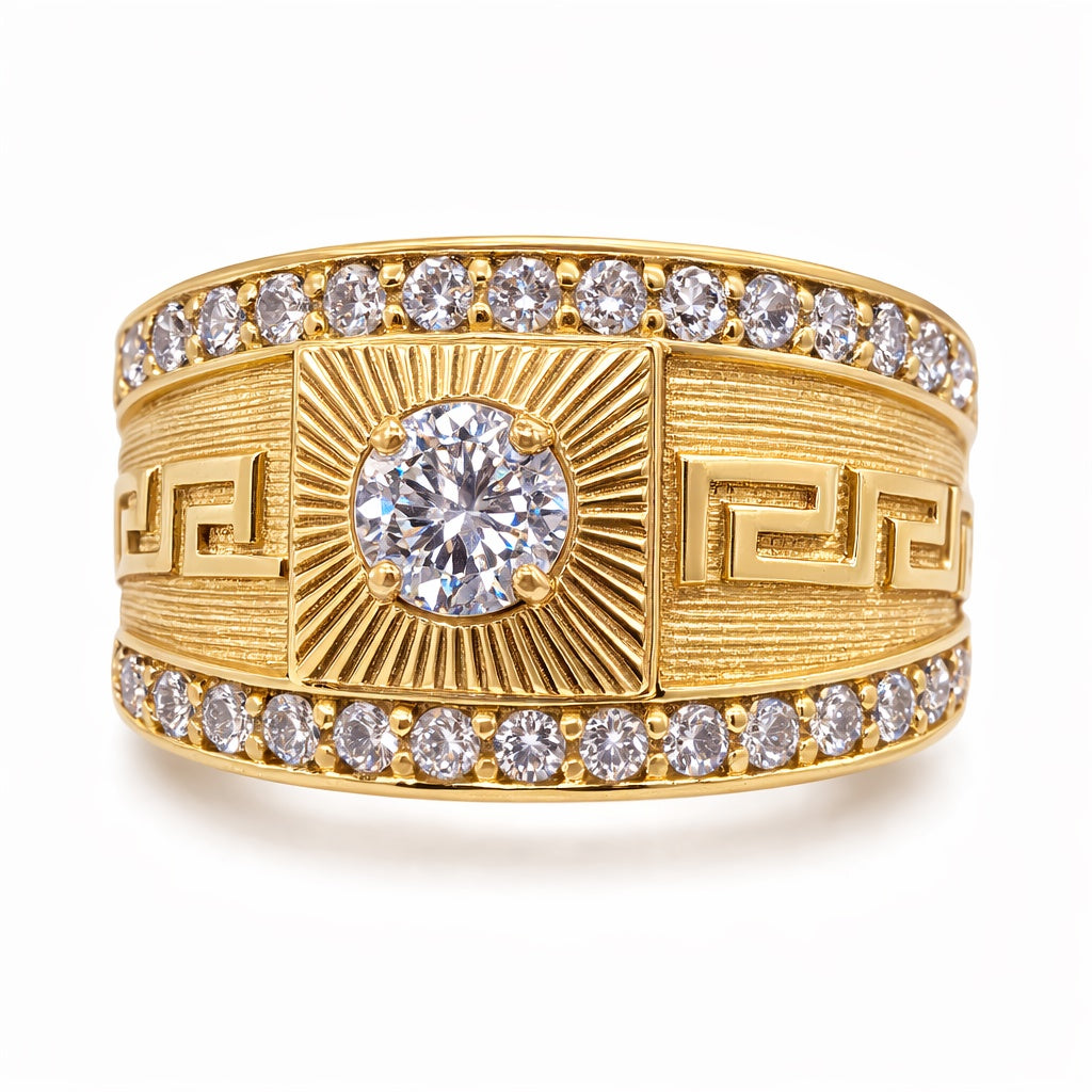 14KT CZ MODERN EGYPTIAN RING Size 10.5 Weight 6.5GR
