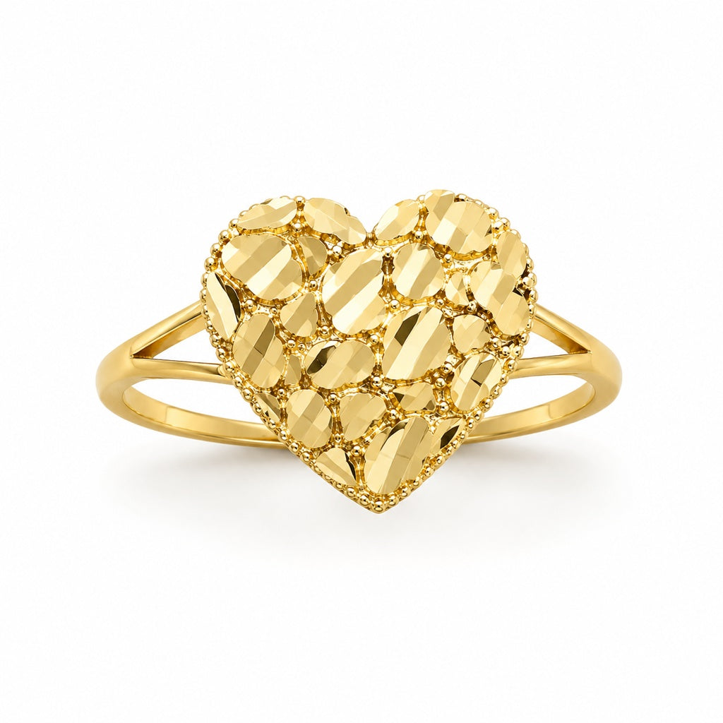 14K HEART NUGGET RING Size 8
