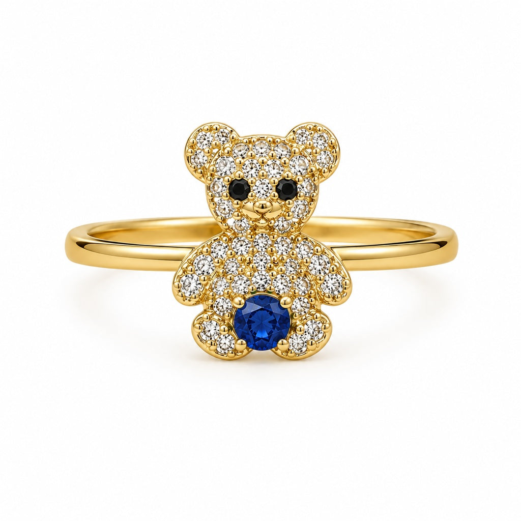 10KT BLUE BEAR RING Size 6 Weigth 1.3GR