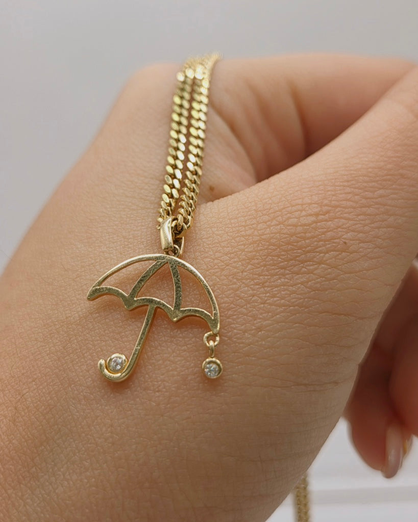 10KT SMALL GOLDEN UMBRELLA PENDANT Size SMALL Weigth 0.7GR
