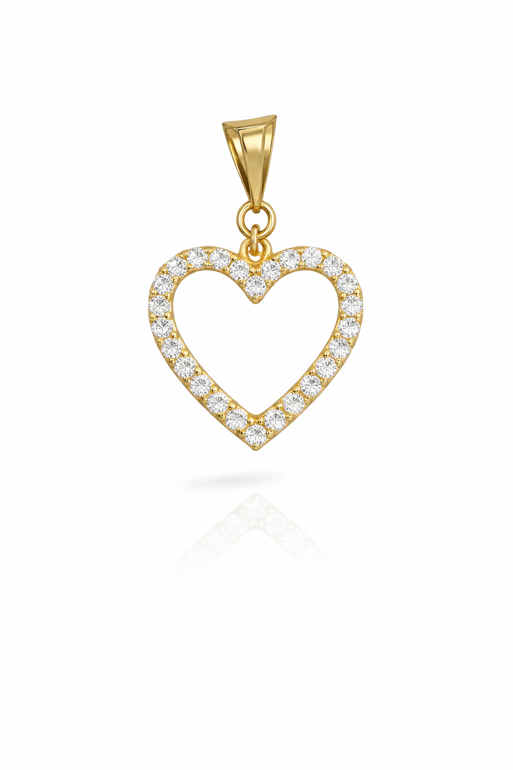14KT CZ SILHOUETTE HEART PENDANT Size SMALL Weigth 0.8GR
